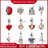 925 Sterling Silver Padlock Heart Pendant Charms Beads for Bracelet