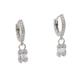 Openwork Square Drop Small Earrings 925 Silver Needle Jewelry
