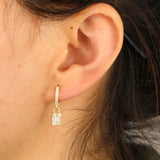 Openwork Square Drop Small Earrings 925 Silver Needle Jewelry