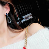 925 Silver Needle Earrings with Crystal