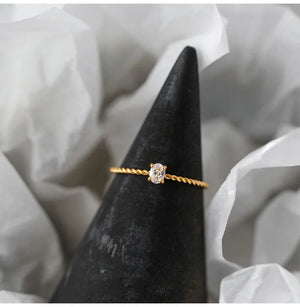 CZ Stainless Steel 18k Twist Stackable Rings Women Wedding Ring
