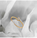 CZ Stainless Steel 18k Twist Stackable Rings Women Wedding Ring