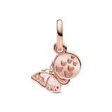 Silver Snowflake Butterfly Pendant Bead Charm