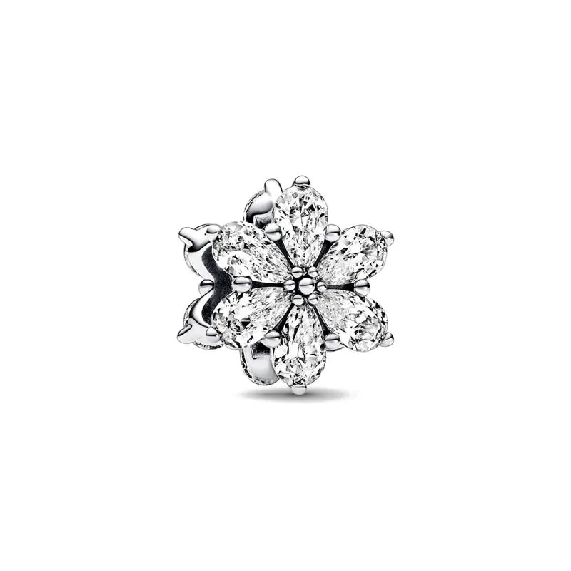 Silver Snowflake Butterfly Pendant Bead Charm