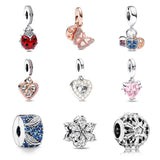Silver Snowflake Butterfly Pendant Bead Charm