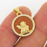 Angel Baby Round Natural Tiger Eye Shell Agate Pendant