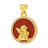 Angel Baby Round Natural Tiger Eye Shell Agate Pendant
