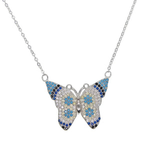 925 Sterling Silver Butterfly Necklace for Girls with CZ Charm