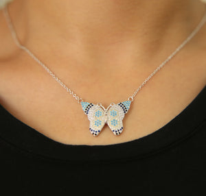 925 Sterling Silver Butterfly Necklace for Girls with CZ Charm