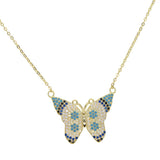 925 Sterling Silver Butterfly Necklace for Girls with CZ Charm