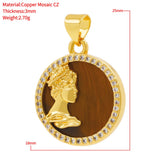Tiger Eye Agate Round Pendant for Jewelry Making
