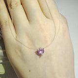 925 Sterling Silver Pink Heart Necklace Choker for Women X7232S