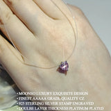 925 Sterling Silver Pink Heart Necklace Choker for Women X7232S