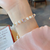 South Korea Natural Freshwater Pearl Crystal Beaded Bracelet