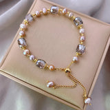 South Korea Natural Freshwater Pearl Crystal Beaded Bracelet