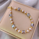 South Korea Natural Freshwater Pearl Crystal Beaded Bracelet
