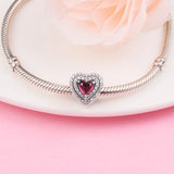 Sparkling Heart Charm Beads DIY Bracelet For Women Silver 925