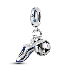 925 Silver Football Soccer Shoe Dangle Charm for Bracelet Necklace