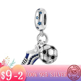 925 Silver Football Soccer Shoe Dangle Charm for Bracelet Necklace