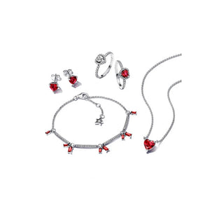 Spring Heart of Fire Necklace Earrings Gift for Girlfriend