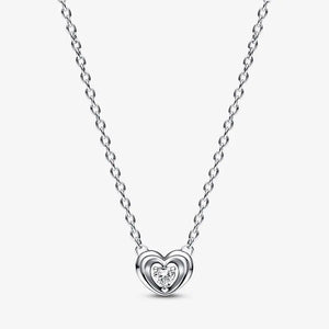 Silver Radiant Heart Floating Zircon Pendant Necklace