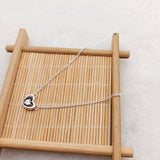 Silver Radiant Heart Floating Zircon Pendant Necklace