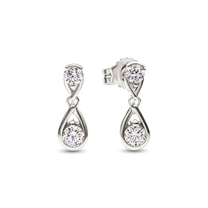 925 Silver Double Lab-created Necklace Earrings Ring Set