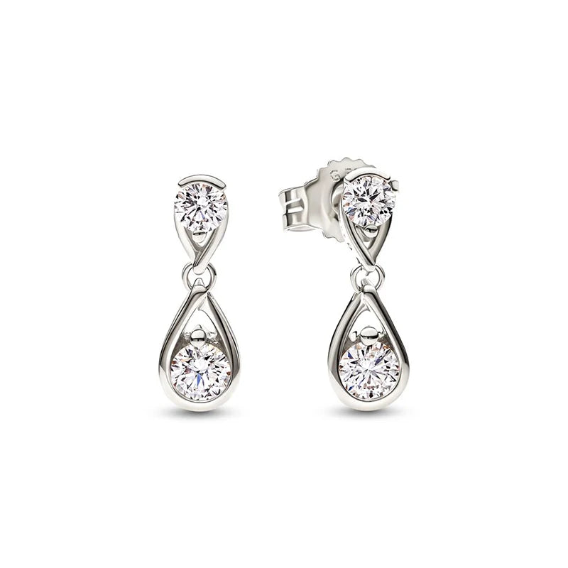 925 Silver Double Lab-created Necklace Earrings Ring Set