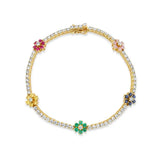 Rainbow Daisy Flower Charm Colorful Bracelet