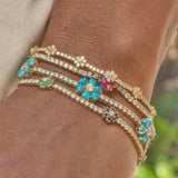 Rainbow Daisy Flower Charm Colorful Bracelet