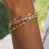 Colorful Rainbow CZ Flower Chain Bracelet for Women