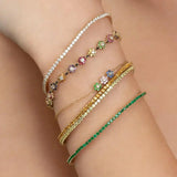 Colorful Rainbow CZ Flower Chain Bracelet for Women