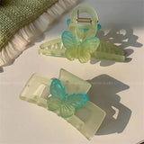 Matte Blue-green Butterfly HairClip Back Of Head Shark Clip