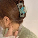 Matte Blue-green Butterfly HairClip Back Of Head Shark Clip