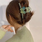 Matte Blue-green Butterfly HairClip Back Of Head Shark Clip