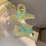 Matte Blue-green Butterfly HairClip Back Of Head Shark Clip