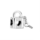 925 Silver Heart Lock Pendant - Chinese Style Beads for DIY Pando Jewelry