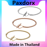 925 Silver Heart Bracelet Heart Lock Bangle DIY Jewelry Gift