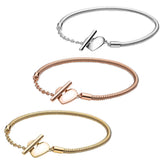 925 Silver Heart Bracelet Heart Lock Bangle DIY Jewelry Gift