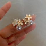 Moonlight Pearl Earrings Opal Stone Flower Earrings for Girls