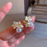 Moonlight Pearl Earrings Opal Stone Flower Earrings for Girls