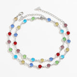 Seven-color Glass Diamond Anklet for Spring and Summer