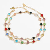 Seven-color Glass Diamond Anklet for Spring and Summer