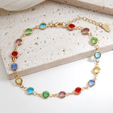 Seven-color Glass Diamond Anklet for Spring and Summer