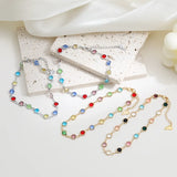 Seven-color Glass Diamond Anklet for Spring and Summer