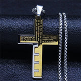 Stainless Steel Christian Scriptures Cross Pendant Necklace