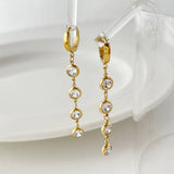 Stainless Steel Cubic Zirconia Long Earrings
