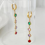 Stainless Steel Cubic Zirconia Long Earrings
