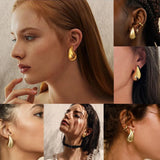 Water Drop Hollow Stud Earrings Stainless Steel Waterproof Charm Jewelry