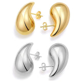 Water Drop Hollow Stud Earrings Stainless Steel Waterproof Charm Jewelry